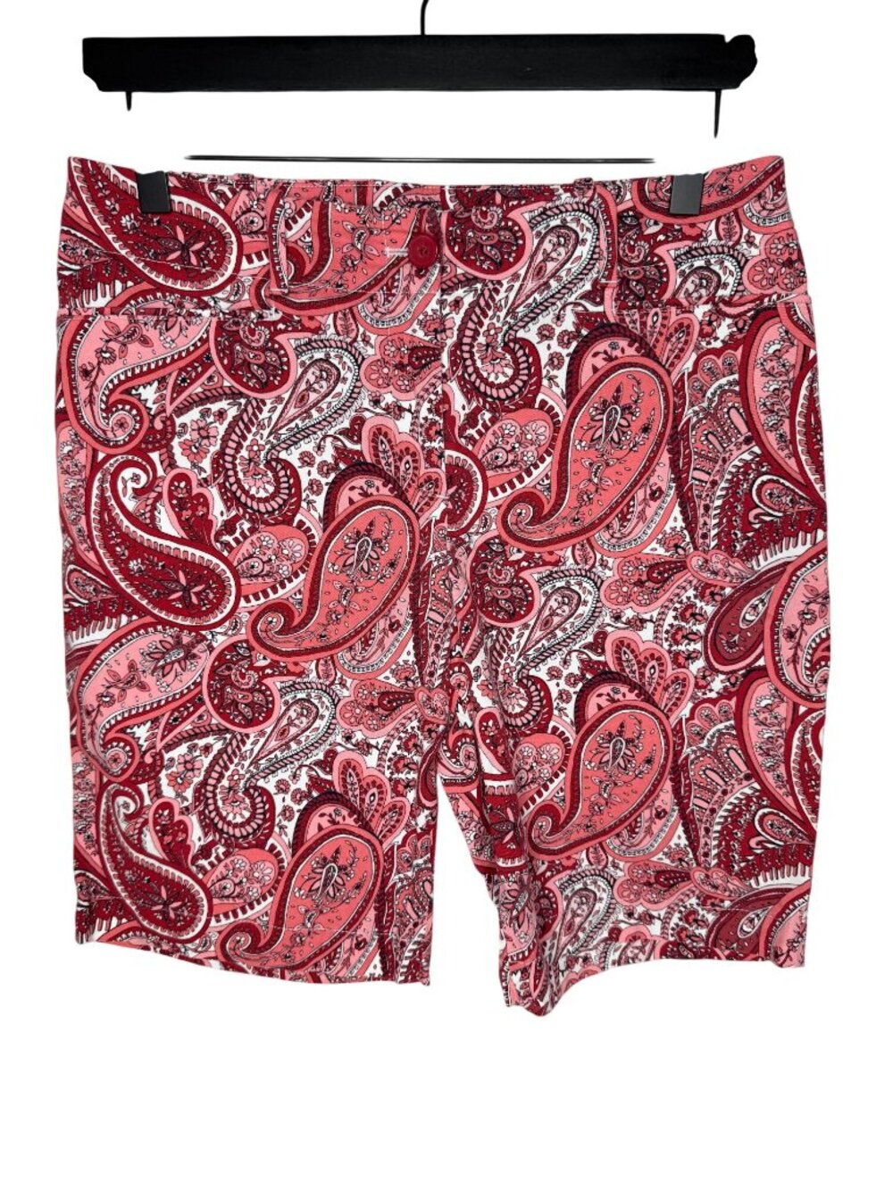 Talbots Women's 6P Paisley Shorts Red Pink Cotton Stretch Summer Petite